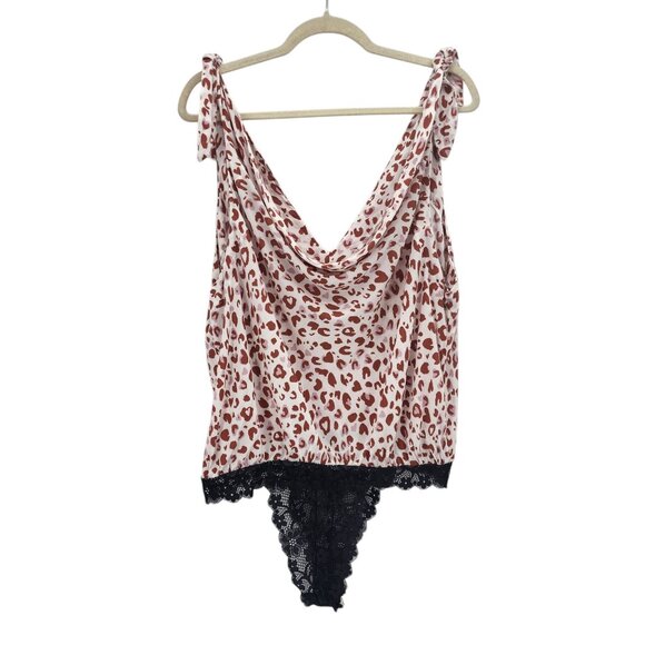 Intimately Free People Womens Large Bodysuit Bare It All Animal Print Lace Top - Picture 5 of 12